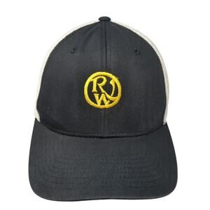 RW Fitted Mesh Back Trucker Hat Black XL Embroidered Logo Flexfit